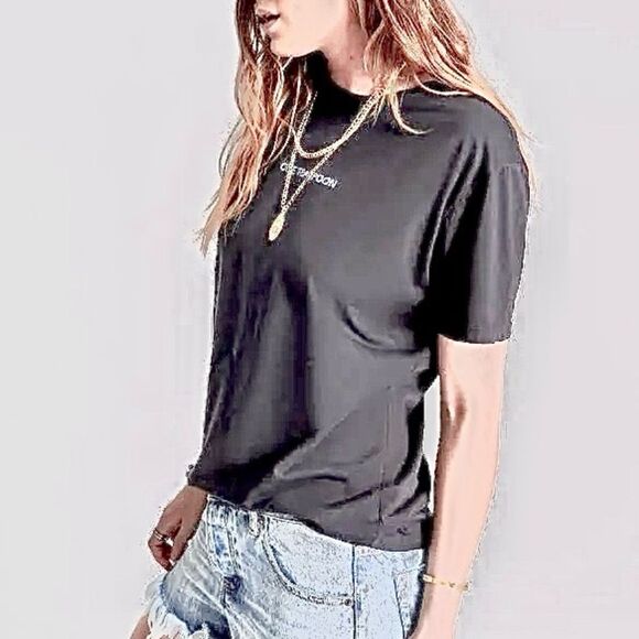 NWT One Teaspoon Logo Tee-Black Short Sleeve /acid wash/ organic / extra large - Picture 9 of 14